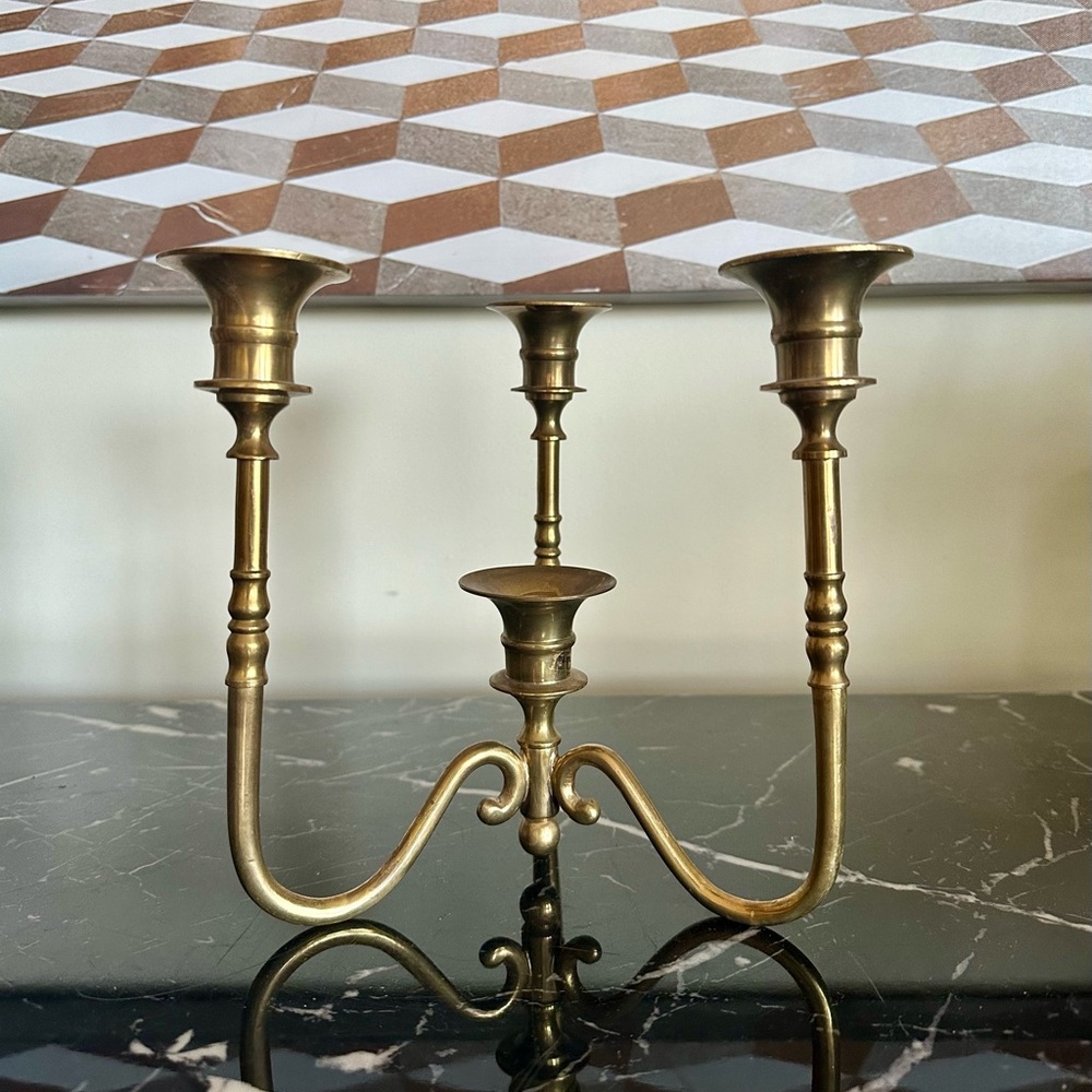 Solid Brass 4-Arm Candelabra by Teleflora Made in India Vintage Centrepiece